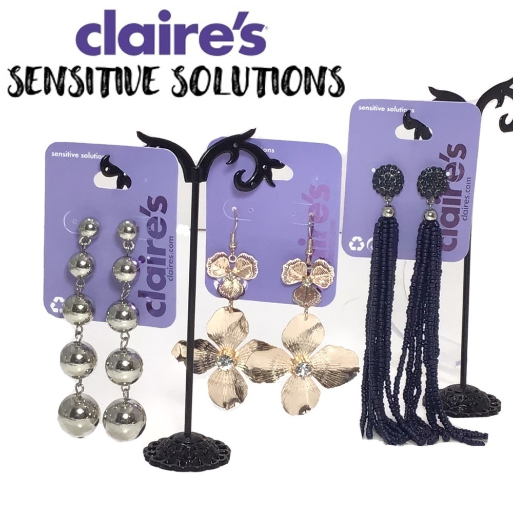 (3) Claire’s Fashion Long Dangle Earrings- L13